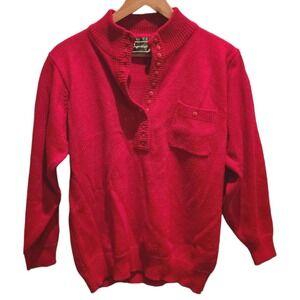 Vintage‎ Perspective Red Buttoned Mockneck Henley Sweater Medium
